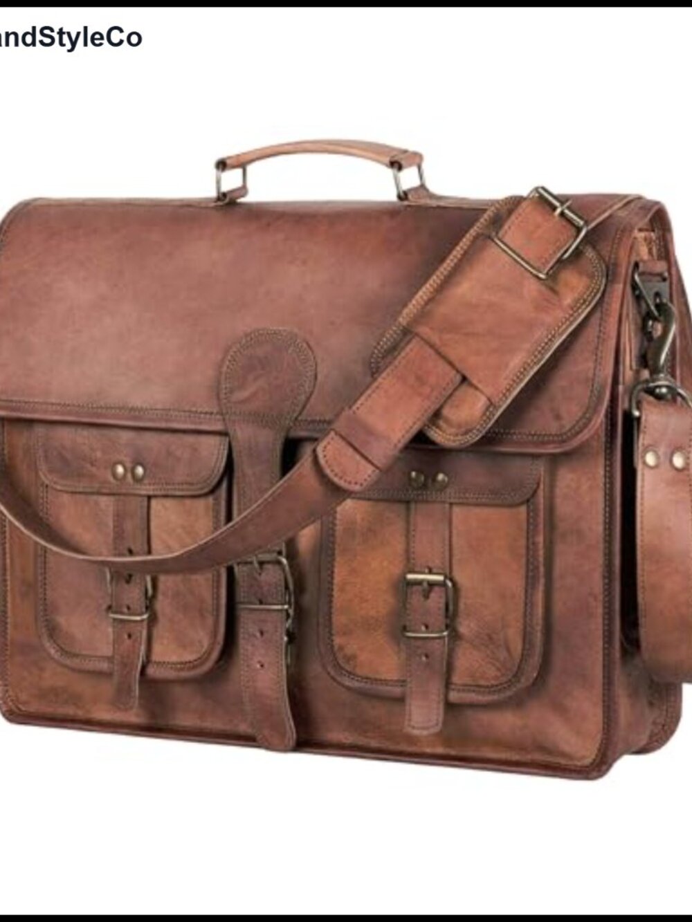Full Grain Leather Messenger Bag 18 inch Laptop Briefcase Satchel